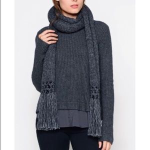 New Joie Cleophe Grey Fringe wool blend scarf